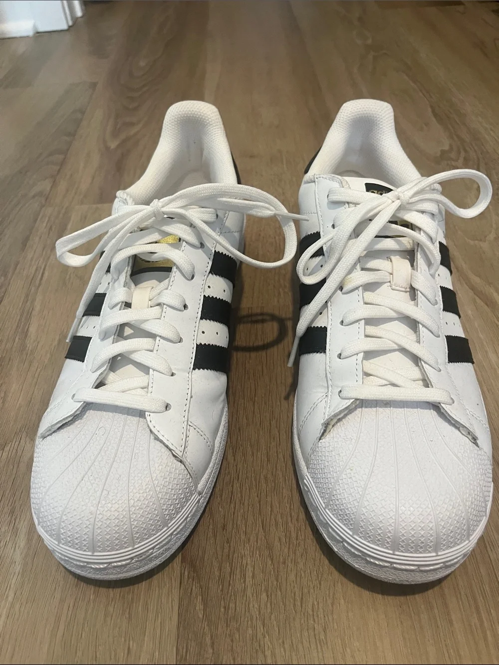 Adidas White with Black Stripes Shell Toe Classics Sneakers - Size 11 Men’s